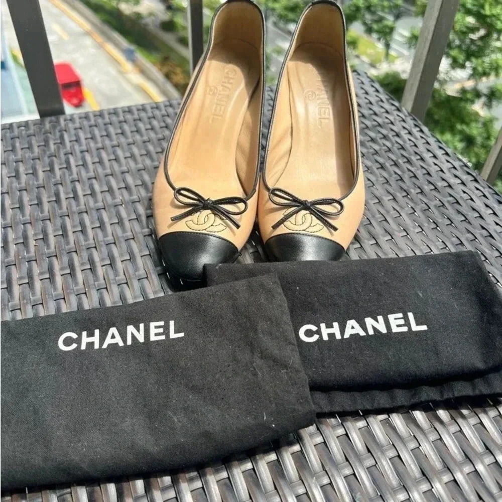 Chanel Authentic Ballet High Heels Stitch CC